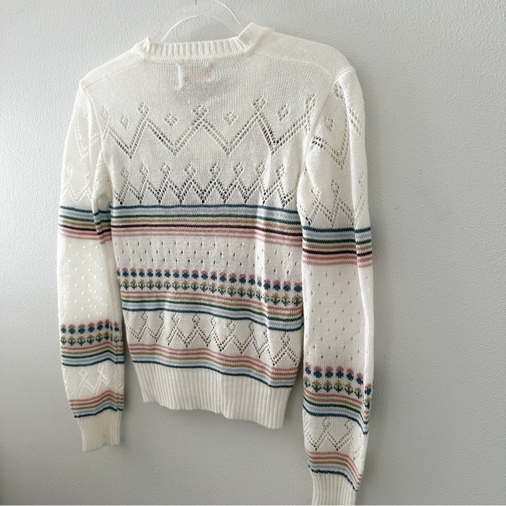 Womens Vintage Grandma Sweater Sz M V Neck Floral Cottagecore - Picture 10 of 12
